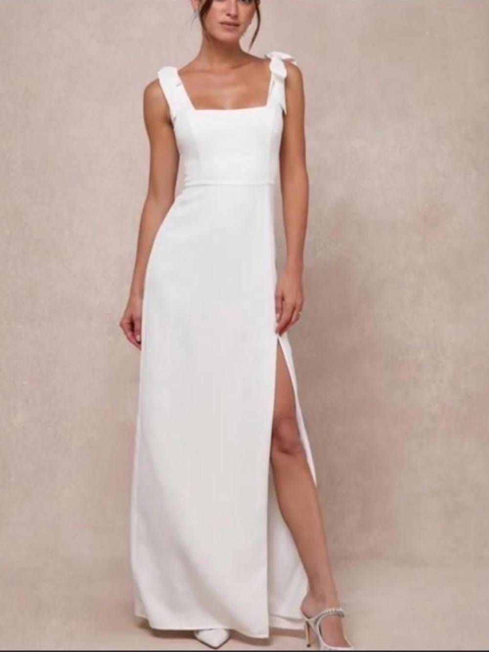 Lulus Your Sweetie White Tie-Strap Column Maxi Dress